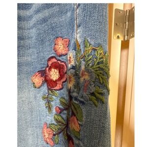 Driftwood Embroidered Skinny Jeans Women's 31 Boho Floral Ankle Stretch Hippie